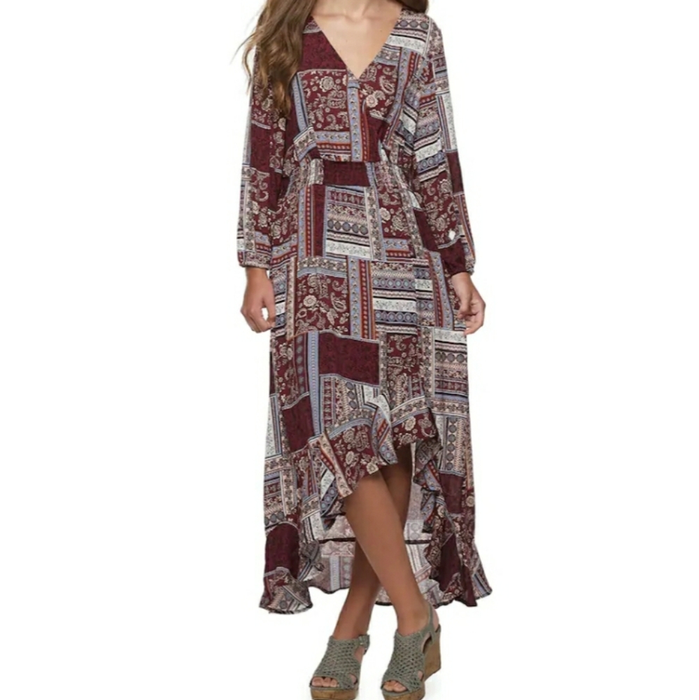 AMERICAN RAG Mixed Surplice Maxi Dress